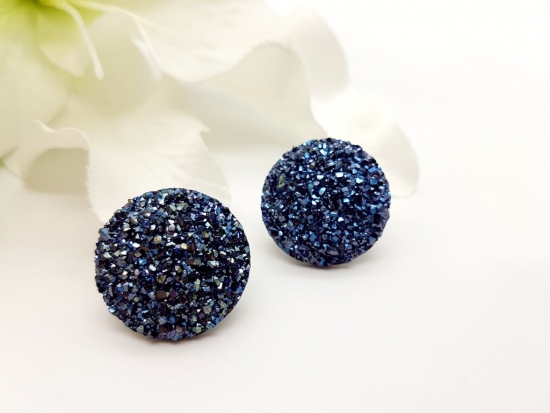 grosse azurblau Glitzer Ohrstecker
